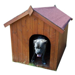 Niche pour chien0,77m²  en bois avec toit bitumé et plancher Habrita