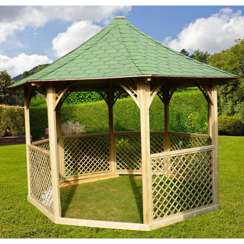 Pavillon octogonal en bois massif diamètre de 3,46m