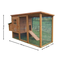 Poulailler en bois FSC pour 3 à 4 poules, teinte naturelle Habrita