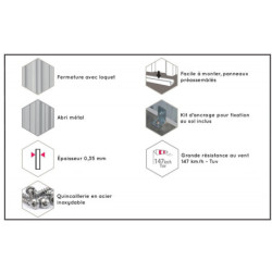 Abri de jardin en métal + Zincalume 6,54m² silver grey - Absco