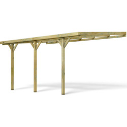 Carport adossé 1 voiture en bois traité autoclave 15,80m²