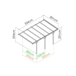 Carport adossé 1 voiture en bois traité autoclave 15,80m²