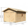 Garage en bois certifié 13,28m² avec madriers 28mm - Karibu