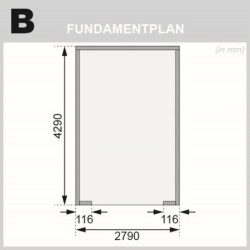 Garage en bois certifié 13,28m² avec madriers 28mm - Karibu