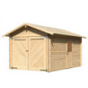 Garage en bois certifié 13,28m² avec madriers 28mm - Karibu