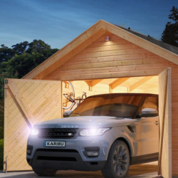 Garage en bois certifié 20,78m² ép. 40mm + Embase incluse Karibu