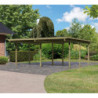 Carport double en pin autoclave avec toit PVC 27,58m² Karibu