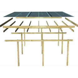 Carport double en pin autoclave avec toit PVC 27,58m² Karibu