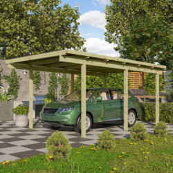 Carport 1 voiture en épicéa massif traité autoclave + toit PVC Karibu