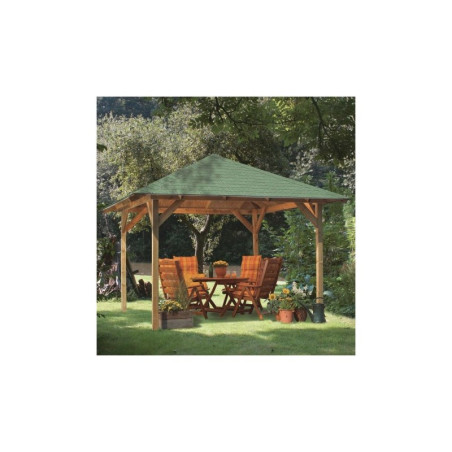 Kiosque de jardin en bois carré Cordoba - 3,57x3,57m - Karibu