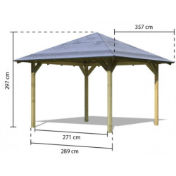 Kiosque de jardin en bois carré Cordoba - 3,57x3,57m - Karibu