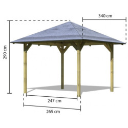 Kiosque de jardin en bois carré Sevilla - 3,40x3,40m - Karibu