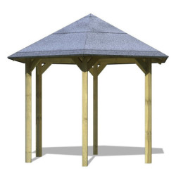 Kiosque en bois brut hexagonal Madrid - Diam. 3,49m - Karibu