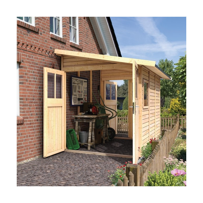Abri de jardin adossé en bois certifié 6,42m² Juist 4 Karibu
