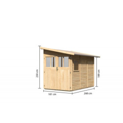 Abri de jardin adossé en bois 4,85m² Juist 3 + Embase - Karibu