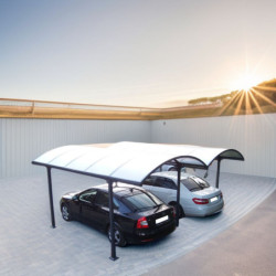 Carport 2 voitures en alu et polycarbonate 6mm ANTI-UV