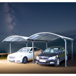 Carport 2 voitures en alu et polycarbonate 6mm ANTI-UV