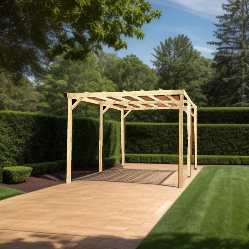 Carport en bois traité autoclave 15m² Habrita