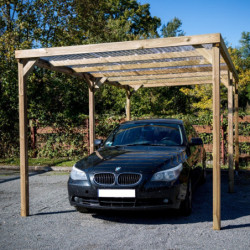Carport en bois traité autoclave 15m² avec couverture PVC Habrita
