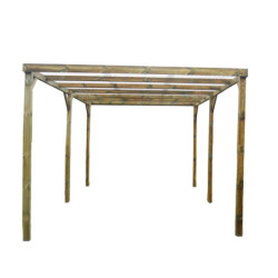 Carport en bois traité autoclave 15m² avec couverture PVC Habrita