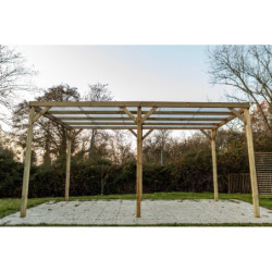 Carport en bois traité autoclave 15m² avec couverture PVC Habrita