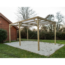 Carport en bois traité autoclave 15m² avec couverture PVC Habrita