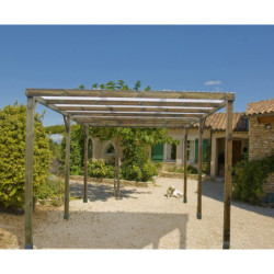 Carport en bois traité autoclave 15m² avec couverture PVC Habrita