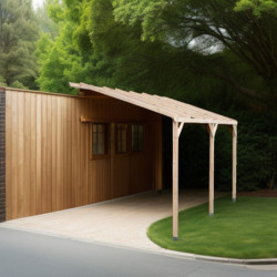 Carport adossé en bois traité autoclave 15m² Habrita