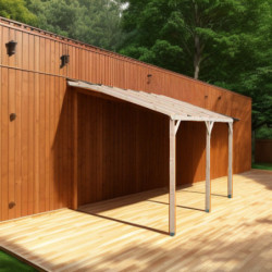 Carport adossé en bois traité autoclave 15m² Habrita