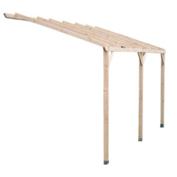 Carport adossé en bois traité autoclave 15m² Habrita