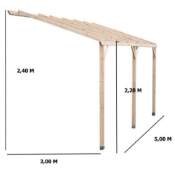 Carport adossé en bois traité autoclave 15m² Habrita