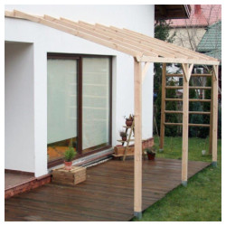 Carport adossé en bois traité autoclave 15m² Habrita