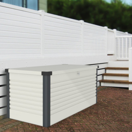 Coffre de jardin sécurisé 1000L Patio Box - Métal blanc TRIMETALS