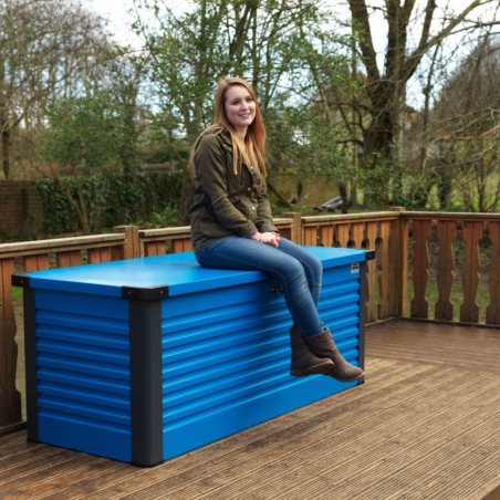 Coffre de jardin en métal bleu 750L Patio Box 1,06m² TRIMETALS