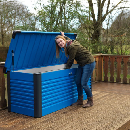 Coffre de jardin en métal bleu 1000L Patio Box 1,46m² TRIMETALS
