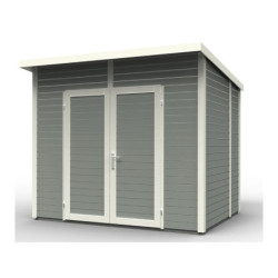 Abri en bois traité et peint gris 4,31m² Skur 4 + plancher Baltic