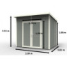 Abri en bois traité et peint gris 4,31m² Skur 4 + plancher Baltic