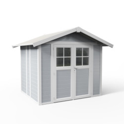 Abri de jardin en PVC 4,9m² DECO gris clair et blanc Grosfillex
