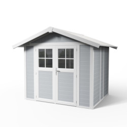 Abri de jardin en PVC 4,9m² DECO gris clair et blanc Grosfillex