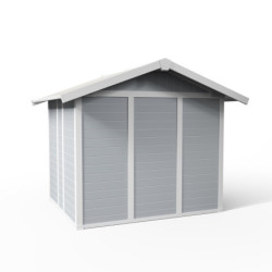 Abri de jardin en PVC 4,9m² DECO gris clair et blanc Grosfillex