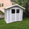 Abri de jardin en PVC 4,9m² DECO gris clair et blanc Grosfillex