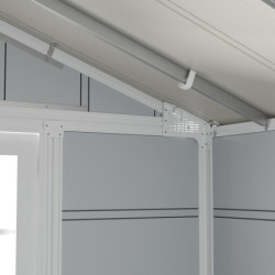 Abri de jardin en PVC 4,9m² DECO gris clair et blanc Grosfillex