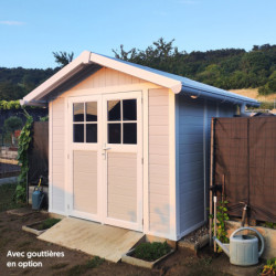 Abri de jardin en PVC 4,9m² DECO gris clair et blanc Grosfillex