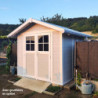 Abri de jardin en PVC 4,9m² DECO gris clair et blanc Grosfillex