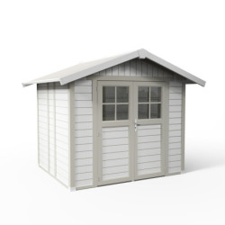 Abri de jardin en PVC 4,9m² DECO blanc et gris vert Grosfillex