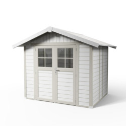 Abri de jardin en PVC 4,9m² DECO blanc et gris vert Grosfillex