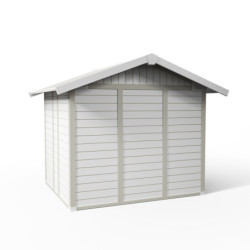 Abri de jardin en PVC 4,9m² DECO blanc et gris vert Grosfillex
