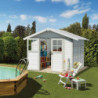 Abri de jardin en PVC 4,9m² DECO blanc et gris vert Grosfillex