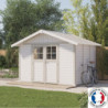 Abri de jardin en PVC 7,5m² DECO blanc et gris vert Grosfillex