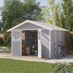 Abri de jardin en PVC 7,5m² DECO gris clair et blanc Grosfillex